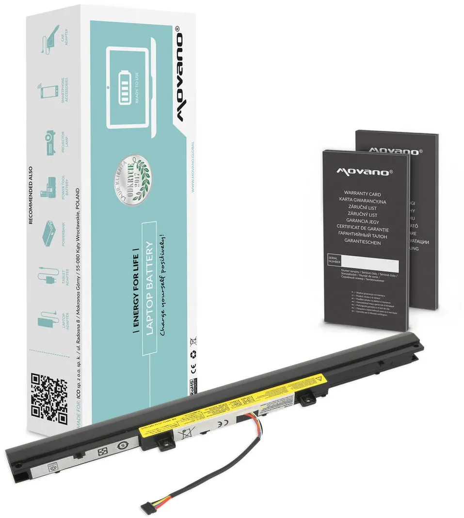 Acumulator Laptop Movano pentru Lenovo IdeaPad V310, 2200mAh, 14.4V, 4 celule Li-ion, Negru