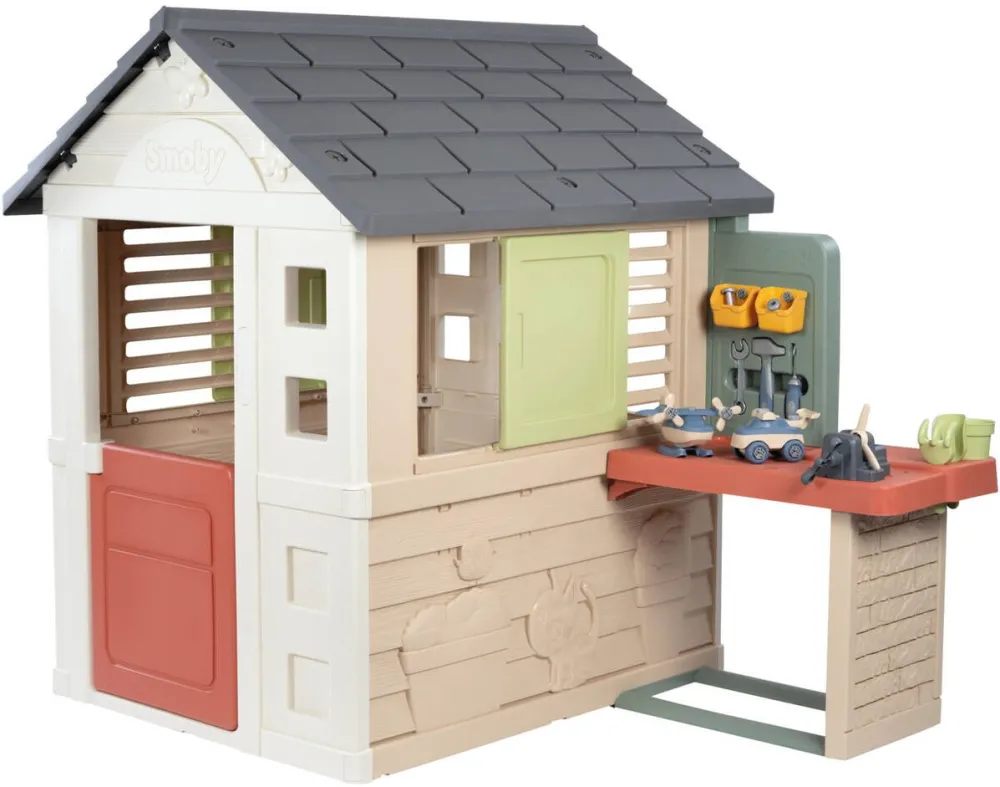 Smoby Casuta pentru copii Smoby Life - Nature Playhouse & Workshop, cu accesorii
