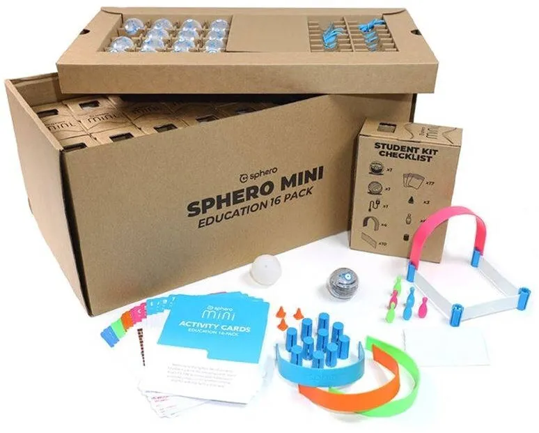 Sphero Set 16 Roboti educativi coding Sphero EDU Mini Activity Kit, varsta 5+ ani, invatare programare JavaScript, compatibil Android si iOS, Aplicatie dedicata
