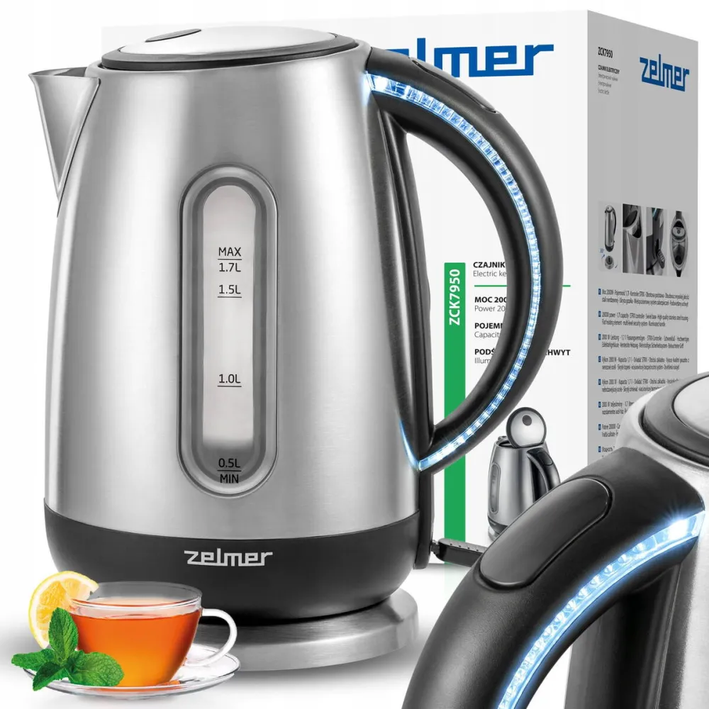 ZELMER Ceainic electric Zelmer, inox, 1.7L, 2000W, iluminare LED