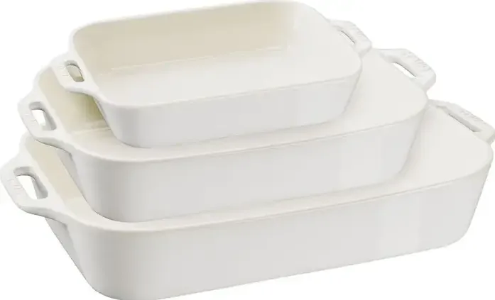 Staub Ofenformenset 3-tlg. Keramik, rechteckig, weiß