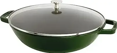 Staub Wok 30 cm mit Deckel Gusseisen, Basilikum-grün