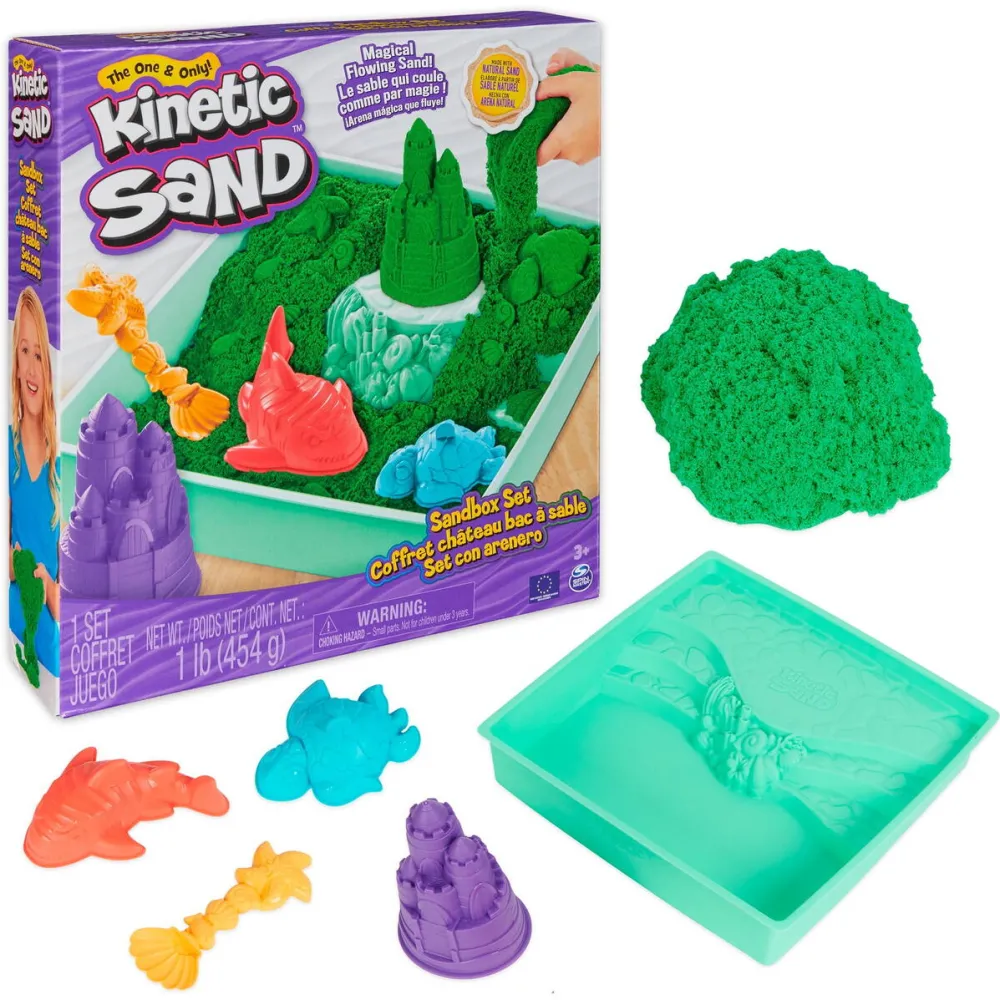 Jucarie creativa Spinmaster Spinmaster Kinetic Sand - Sandbox Set green (454 grams of sand)