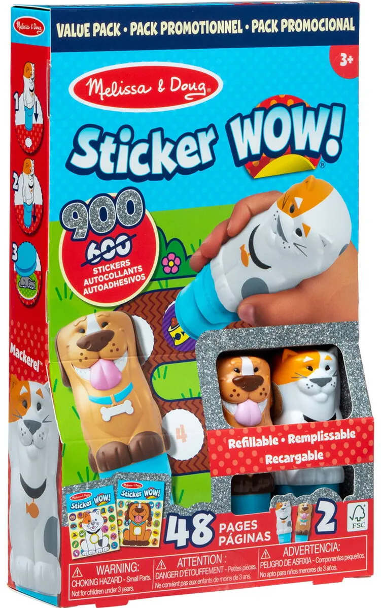 Jucarie creativa Spinmaster Spin Master Melissa & Doug - Sticker WOW! Sticker Stamp Set 2-Pack Animals, Crafts