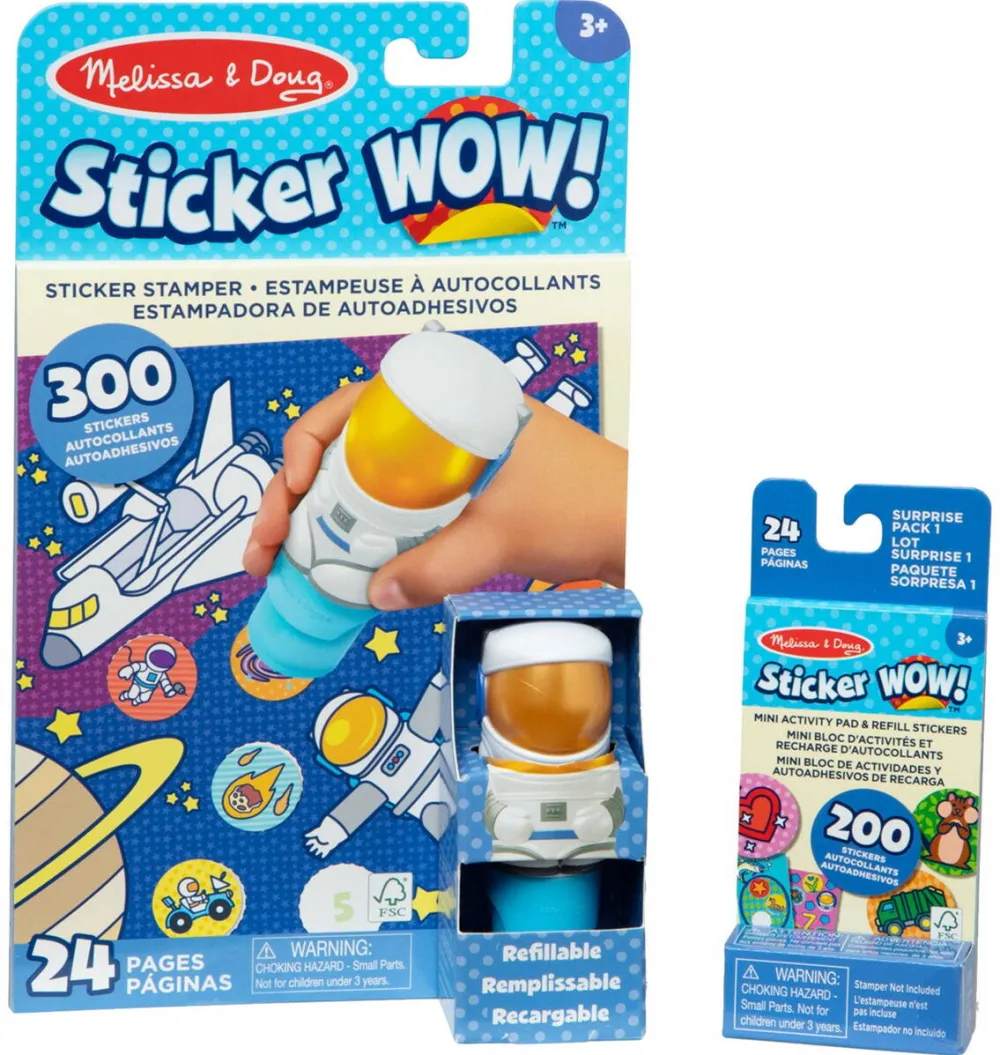 Jucarie creativa Spinmaster Spinmaster Melissa & Doug - Stickers WOW! Astronaut sticker stamp & block