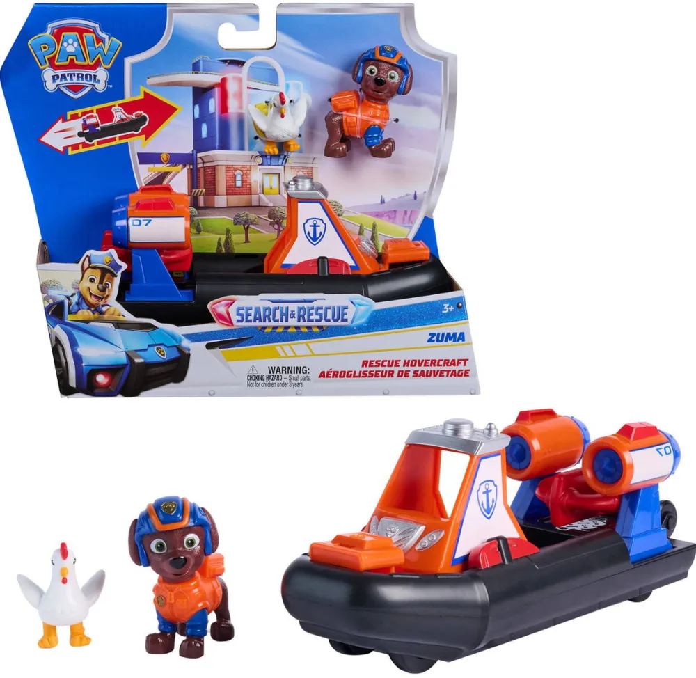 Masina Spinmaster Spinmaster PAW Patrol - Search & Rescue: Zuma's rescue hovercraft with 2 figures