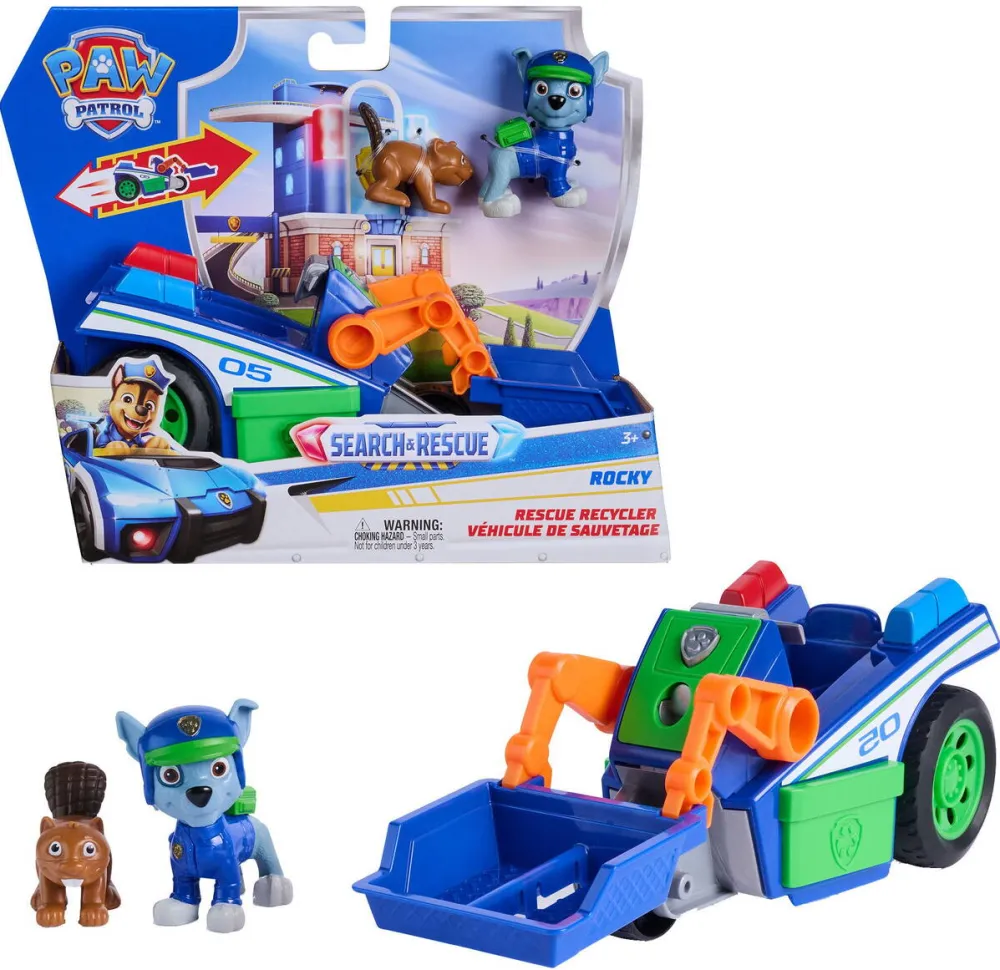 Masina Spinmaster Spinmaster Paw Patrol - Search & Rescue: Rocky's recycling vehicle with 2 figures