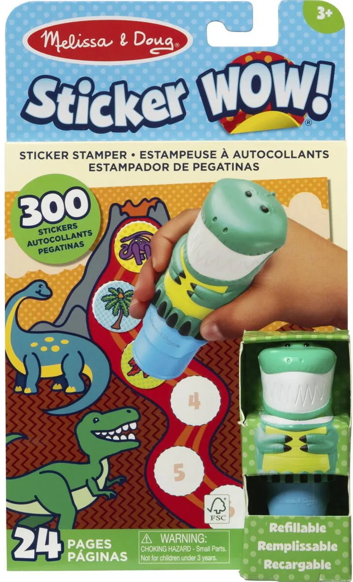 Jucarie creativa Spinmaster Spinmaster Melissa & Doug - Stickers WOW! Dinosaur sticker stamp & block