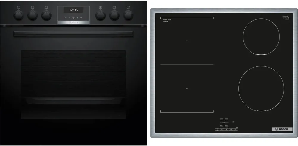 Pachet cuptor incorporabil + plita cu inductie BOSCH HND616LS68 Series 6 negru/inox