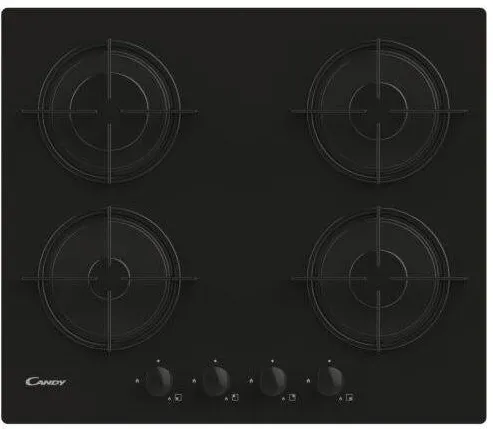 Plita CANDY pe gaz CVW6BB, 59.5 cm, 4 zone gatit, Negru