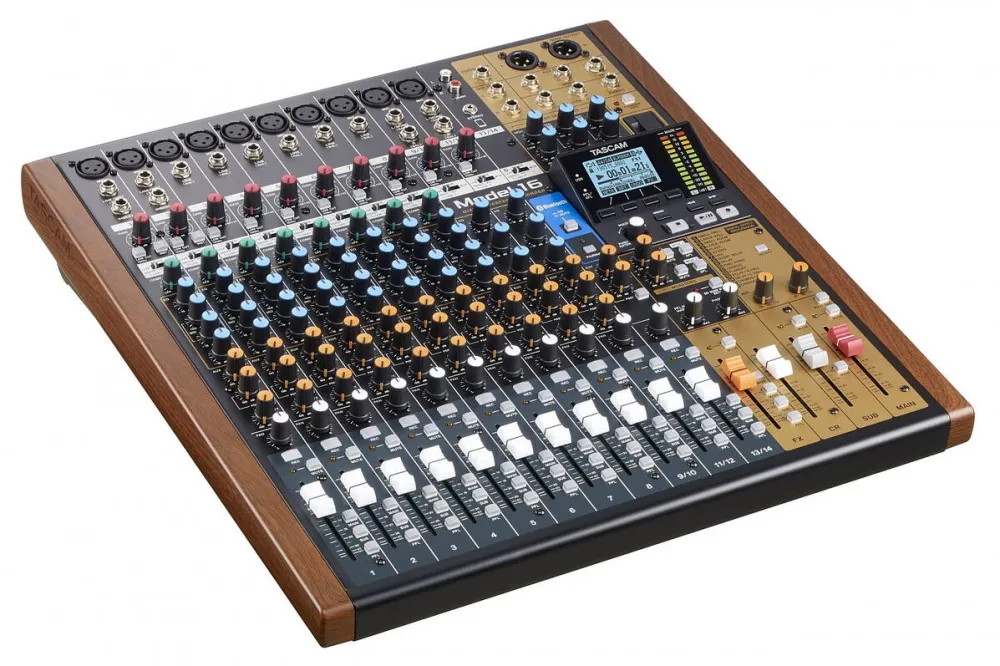 Mixer Audio TASCAM MODEL 16, 16 Canale 20 - 30000 Hz Black, Gold, Wood