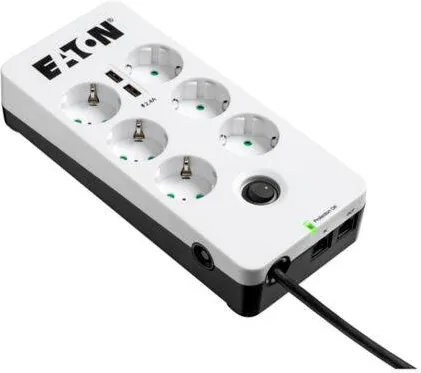 Eaton PB6TUD Priza cu protectie Nr iesiri 6 Schuko, 2 USB charger, protectie Tel&internet, Intrare Schuko cablu 1.5 m, Intrerupator, Alb