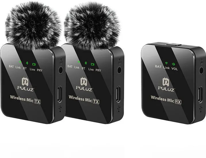 Microfon Puluz Wireless Lavalier Microphone PULUZ 2 TX + 1 RX