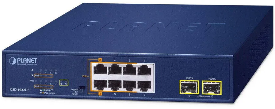 Switch Planet Switch Planet, Gigabit, 10 Porturi, 8 PoE, 2 SFP, 180W PoE, Neadministrat