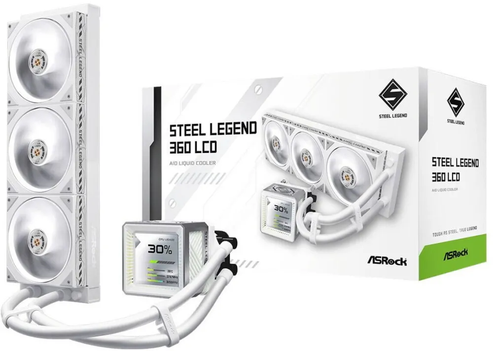 Cooler ASRock Cooler procesor ASRock Steel Legend 360 LCD, 3x12cm, RGB, 2500rpm