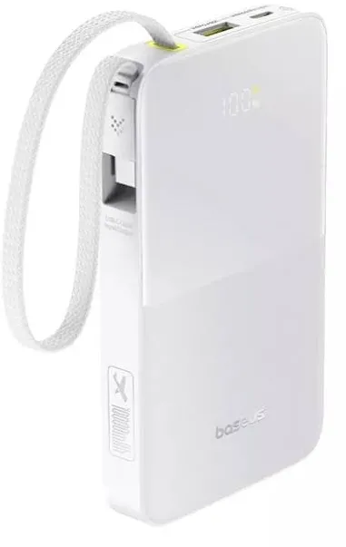 Baseus Acumulator extern EnerFill FC51 Bipow2 Pro, Digital Display, 10.000 mAh, 22.5W, USB-C, USB-A Alb