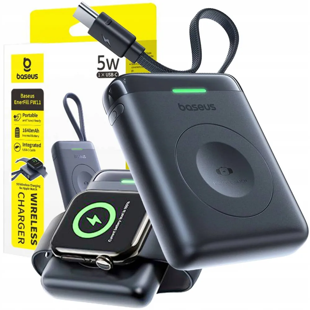 Baseus POWERBANK ENERFILL FW11 PENTRU APPLE WATCH CU CABLU INTEGRAT 5W NEGRU