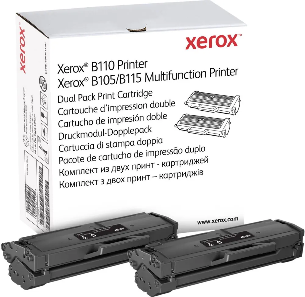 Toner imprimanta Xerox Toner Negru Genuine Xerox Dual Pack Print Cartridge, Xerox B110 Printer/Xerox B105 & B115 Multifunction Printer