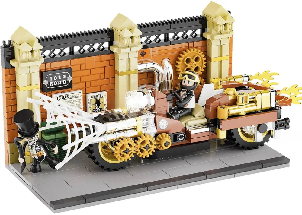 Jucarie creativa Lumibricks Steampunk Motorcycle Chase Construction Toy