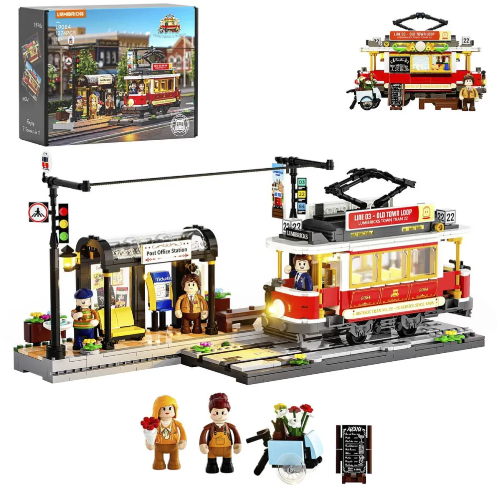 Jucarie creativa Lumibricks Historic Tram and Train Station, Construction Toy