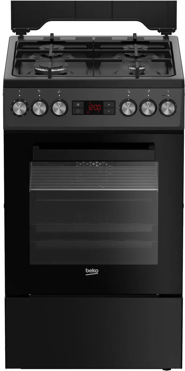 Aragaz FSM52330DAON, 4 arzatoare cu eficienta ridicata, Gatire asistata cu abur, curatare SteamShine, aprindere electrica, LED display Good+, cuptor electricÿcu 8 functii, grill electric, gatire 3D, iluminare, Clasa A, Inox