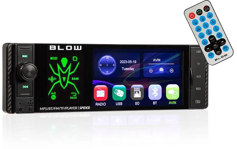 Player Auto Blow Radio BLOW SPIDER 4" RDS RGB MP5/USB/micro SD/BLUETOOTH