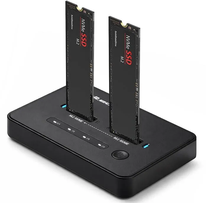 Docking Station QOLTEC 52366 M.2 NVMe SSD Docking Station | PCIe | USB-C | 20 Gb/s | DUAL 2 x 8TB | Offline cloning