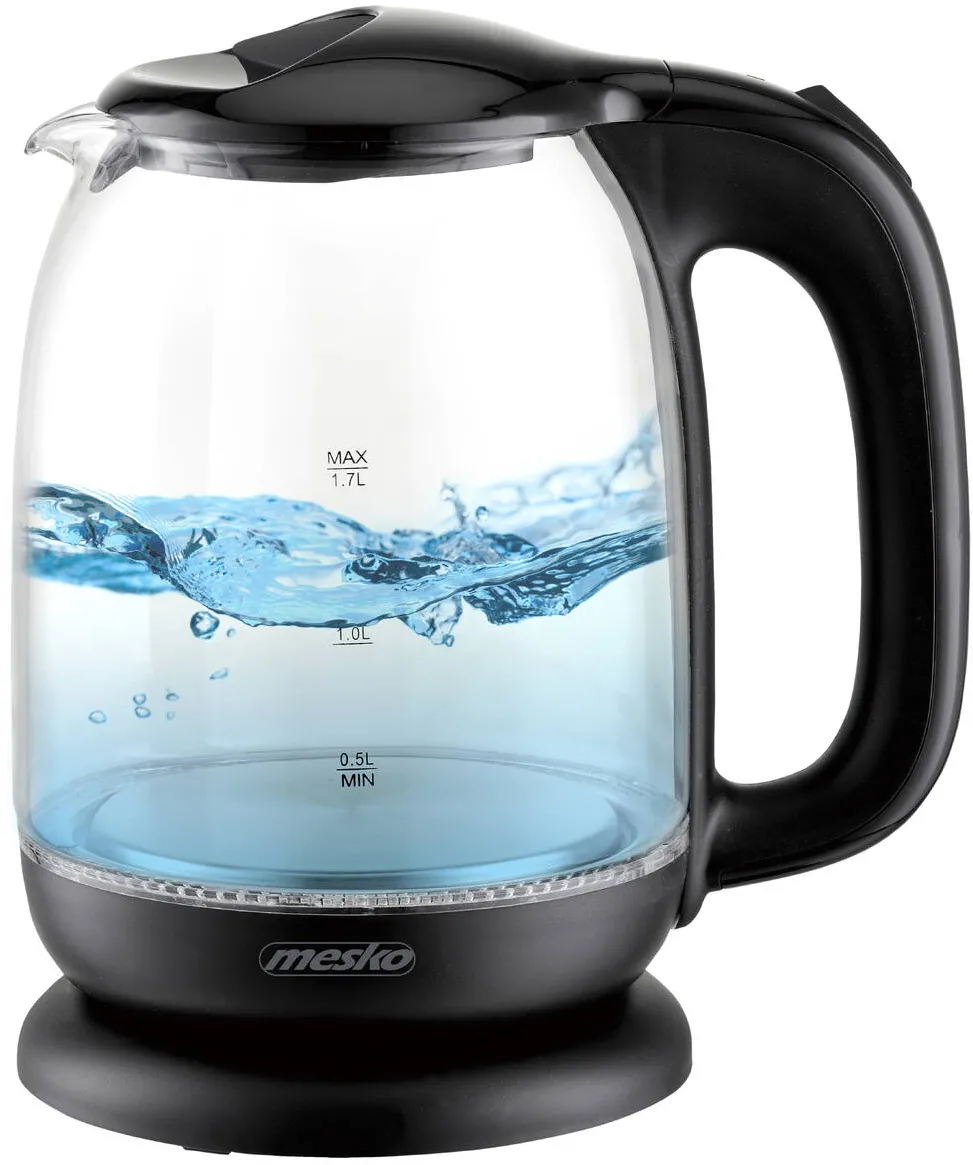 MESKO MS 1302b Glass Kettle, Black