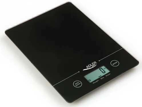 Adler AD 3138 Kitchen scales, Capacity 5 kg, Big LCD Display, Auto-zero/Auto-off, Black