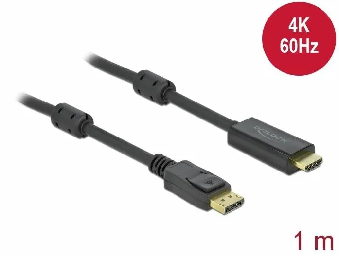 Cablu DELOCK activ DisplayPort 1.2 la HDMI 4K 60 Hz 1 m