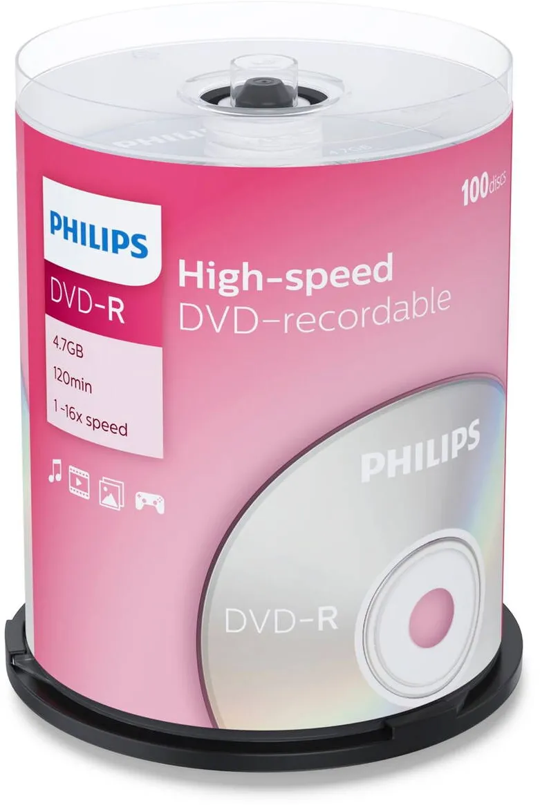 Philips Mediu de Stocare 1x100 DVD-R 4,7GB 16x SP