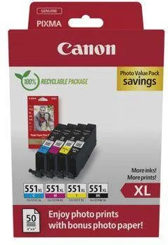 Cartus Imprimanta Canon CLI-551XL BK/C/M/Y Photo Value Pack