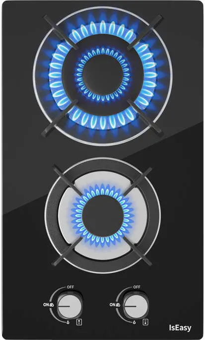 Plita IsEasy pe gaz cu doua zone si panou din sticla MGBG-312A
