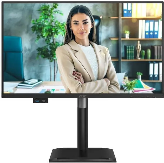 Monitor AOC Monitor IPS LED AOC 23.8" 24P4U, Full HD 1920 x 1080, VGA, HDMI, DisplayPort, Boxe, Pivot, 120 Hz, 4 ms Negru