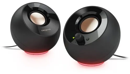 CREATIVE Boxe 2.0 CREATIVE PEBBLE SE, RGB Lighting, Aux, negru