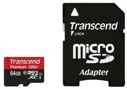 Card de Memorie Transcend Micro SDXC 64GB Class 10 + Adaptor SD