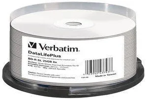 VERBATIM BluRay BD-R DL [ Spindle 25 | 50GB | 6x [WIDE THERMAL PRINT NO ID]