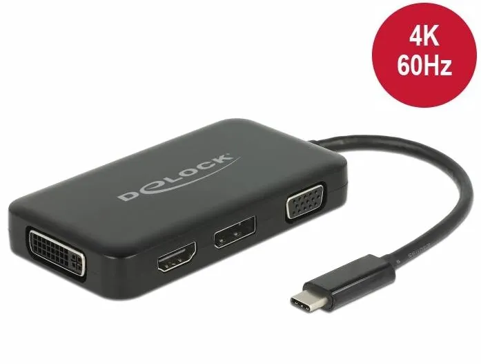 Adaptor DELOCK 63929, USB Type-C pentru un monitor VGA, HDMI, DVI sau DisplayPort
