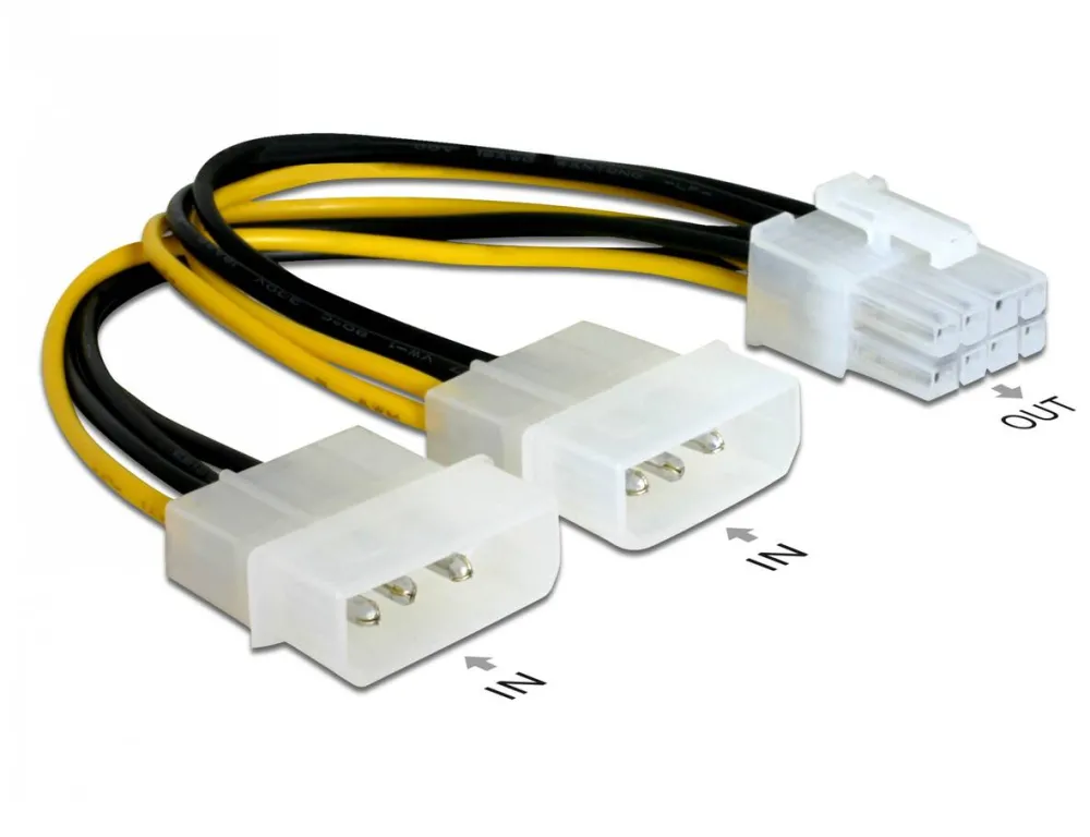 DELOCK 82397, power adapter - 4 pin internal power (12V) to 8 pin PCIe power - 30 cm