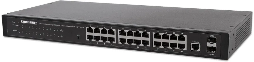 Switch Intellinet 24-Port , 24-Port (RJ45), Rackmount, Gigabit, 4 SFP, Ethernet Web-Smart, 10/100/1000 Mbit/ (Euro 2-pin plug)