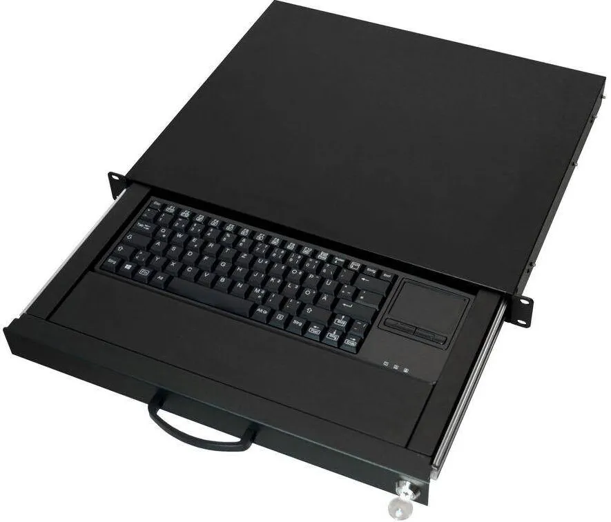 Accesoriu Retea Aixcase 19" Rack 1U Tastatur DE Touchpad USB Negru