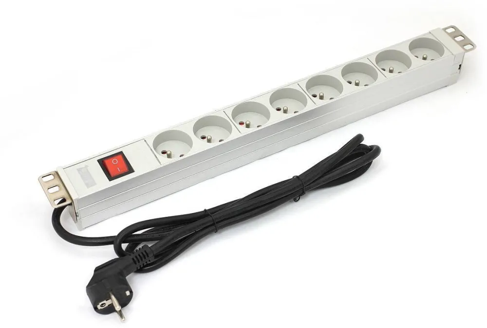 Prelungitor Assmann PDU 19 "rack, 8 slots Type E, Schuko plug, 1.8m cable, aluminum switch