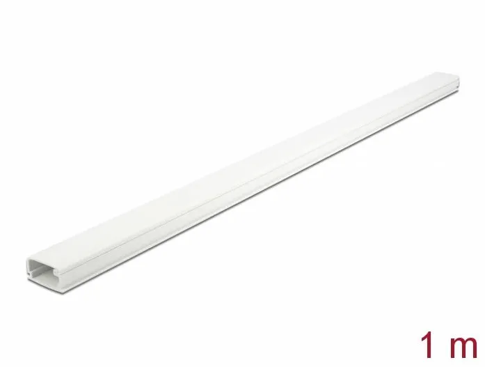 Cablu Canal DELOCK cu capac autoadeziv, 26x13mm, Lungime 1m, Alb
