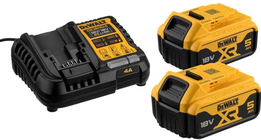 DeWalt Set incarcator si 2 acumulatori XR DCB1104P2-QW 2x 18V 5Ah