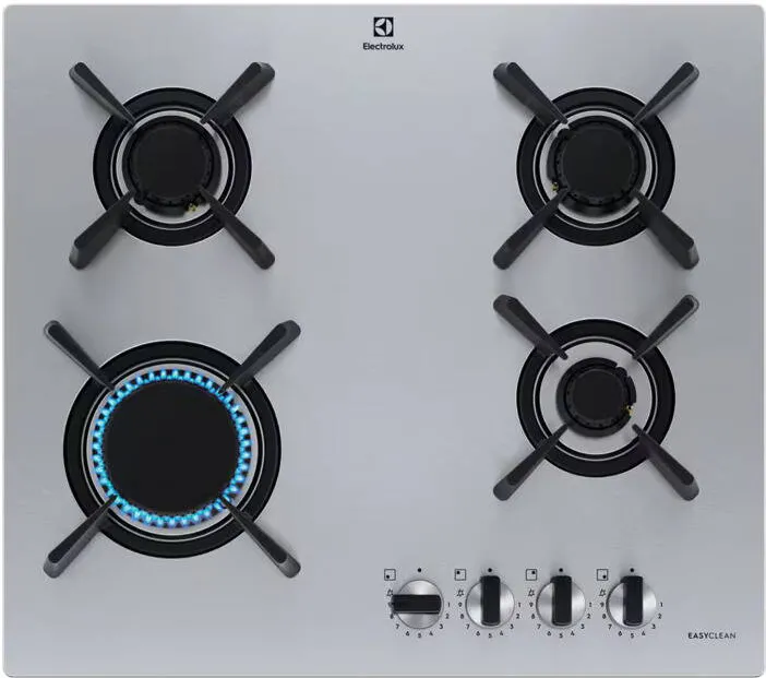Plita ELECTROLUX incorporabila KGU643723Z, Gaz, 4 zone de gatit, StepPower, Aprindere electrica integrata, Sistem de siguranta, Gratar fonta, 60 cm, Inox