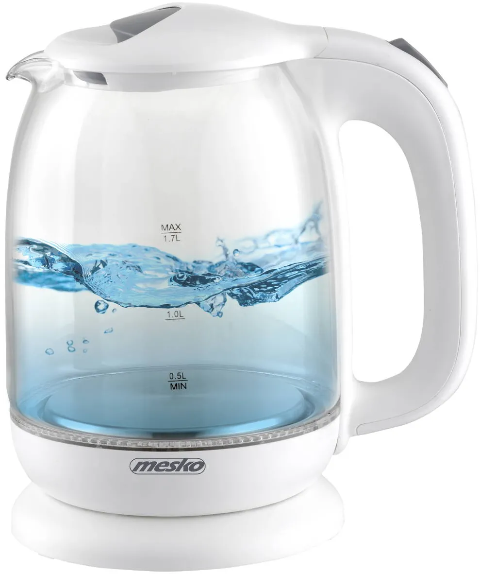 MESKO MS 1302w Glass Kettle, White