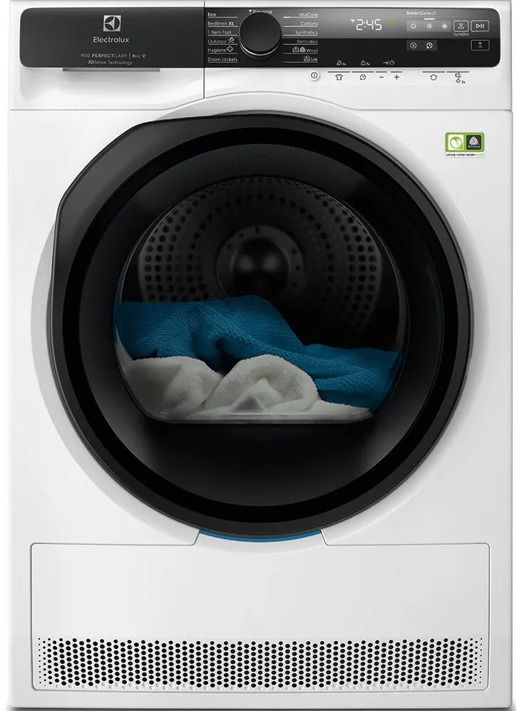 ELECTROLUX Uscator de rufe Ecoline EW9D587KCE, pompa de caldura, 8 kg, clasa A, Motor Inverter, Wi-Fi, Display LED, 3DSense, SmartSelect, Alb