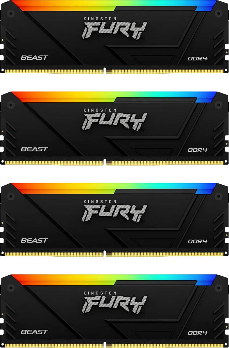 Memorie RAM Kingston FURY Beast RGB 128GB DDR4 3600Mhz CL18 Quad Channel Kit