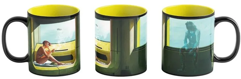 Accesoriu gaming Cenega Publishing Heat Reveal Mug Good Loot Cyberpunk 2077 Game Art Chronicles - V & Edward Hopper 450 ml Black, Yellow