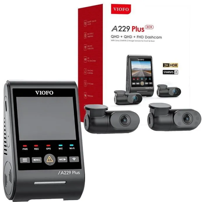 Camera Auto VIOFO A229 Plus 3CH Dashcam 2K + 1080p WiFi, GPS